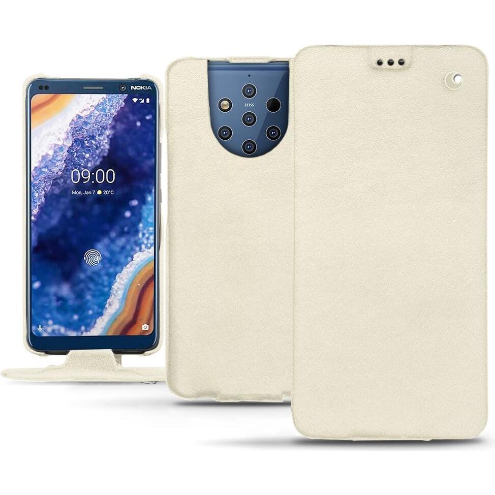 Noreve Lederschutzhülle vertikal (Nokia 9 PureView), Smartphone Hülle, Weiss