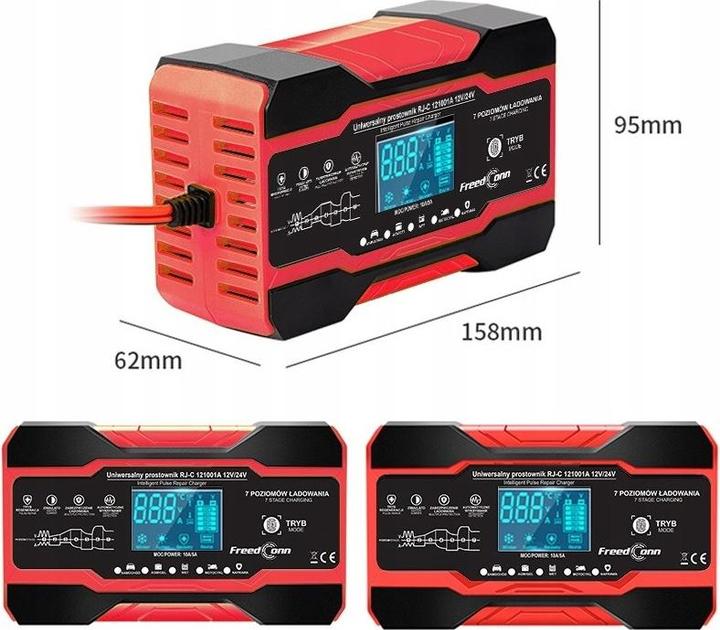 Actual product image RJ Tianye Prostownik akumulatorowy RJ-C 121001A 12V 10A /24V 5A (12V, 24V, 10 A)