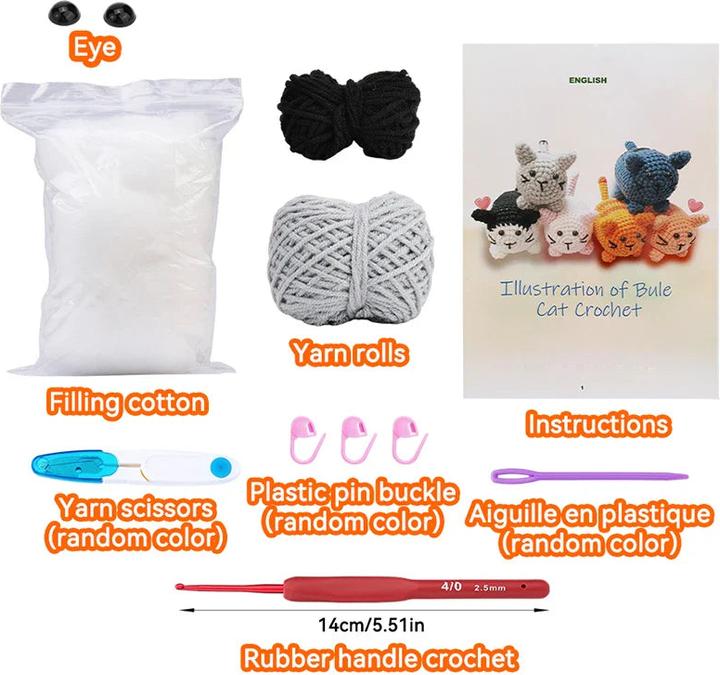 Immagine prodotto Activity Board Kit gatto all'uncinetto per principianti con filato di cotone per lavorare a maglia aghi e ganci