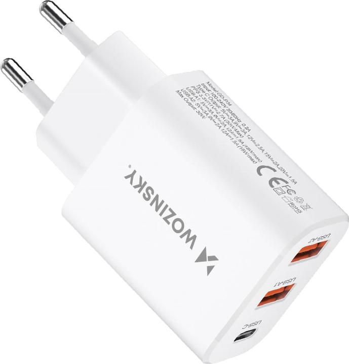 Actual product image Wozinsky CWCUCW 30W USB-C / 2 x USB-A wall charger - white (30 W)
