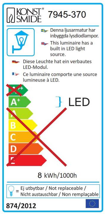 Label énergétique Konstsmide Massa (800 lm, IP44)