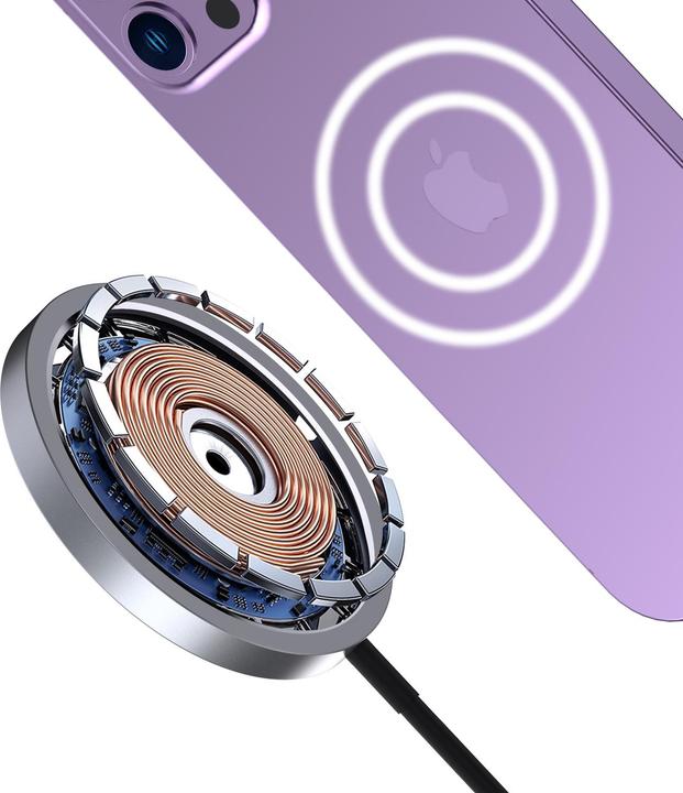 Produktbild Dudao Kit 15W Magnetic Wireless Charger Qi and 20W AC Charger (MagSafe Compatible) White (A12XS) (15 W)