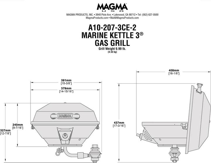 Image du produit Magma Marine Kettle 3" Barbecue à gaz pour bateaux