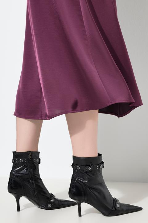 Image du produit Ulla Popken Jupe midi en satin, silhouette en A et ceinture confortable (50, 52)