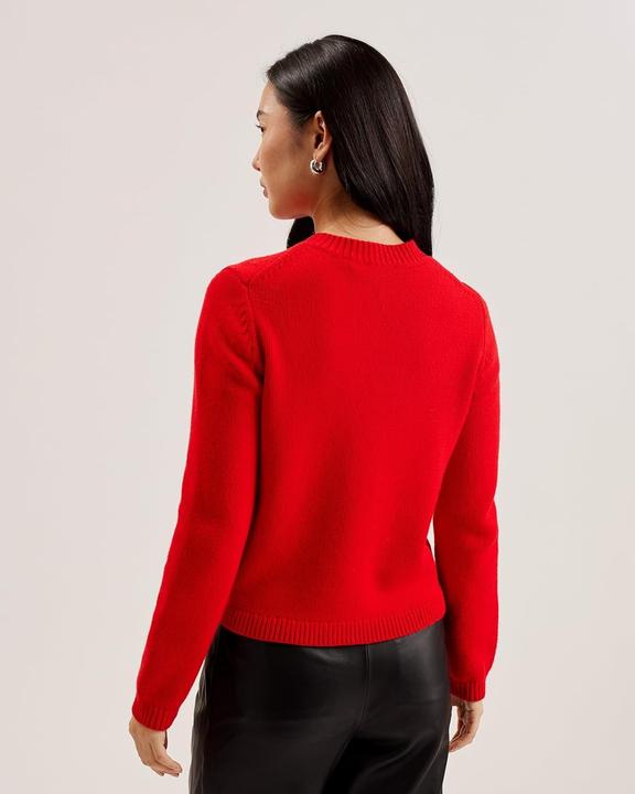 Produktbild Ted Baker Dames Wmk-jaycey-Rose Button Crew Neck Cardigan Sweater, Rood, 34 (34)