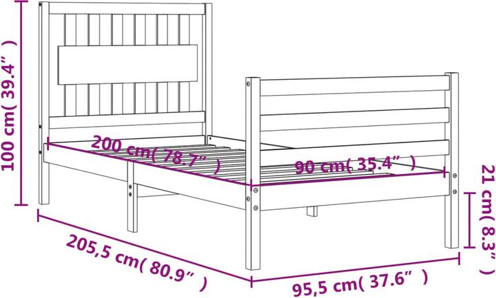 Actual product image vidaXL Bettgestell (90 x 200 cm)