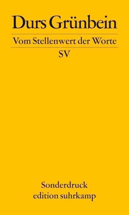 Produktbild Vom Stellenwert der Worte (Durs Grünbein, Deutsch)