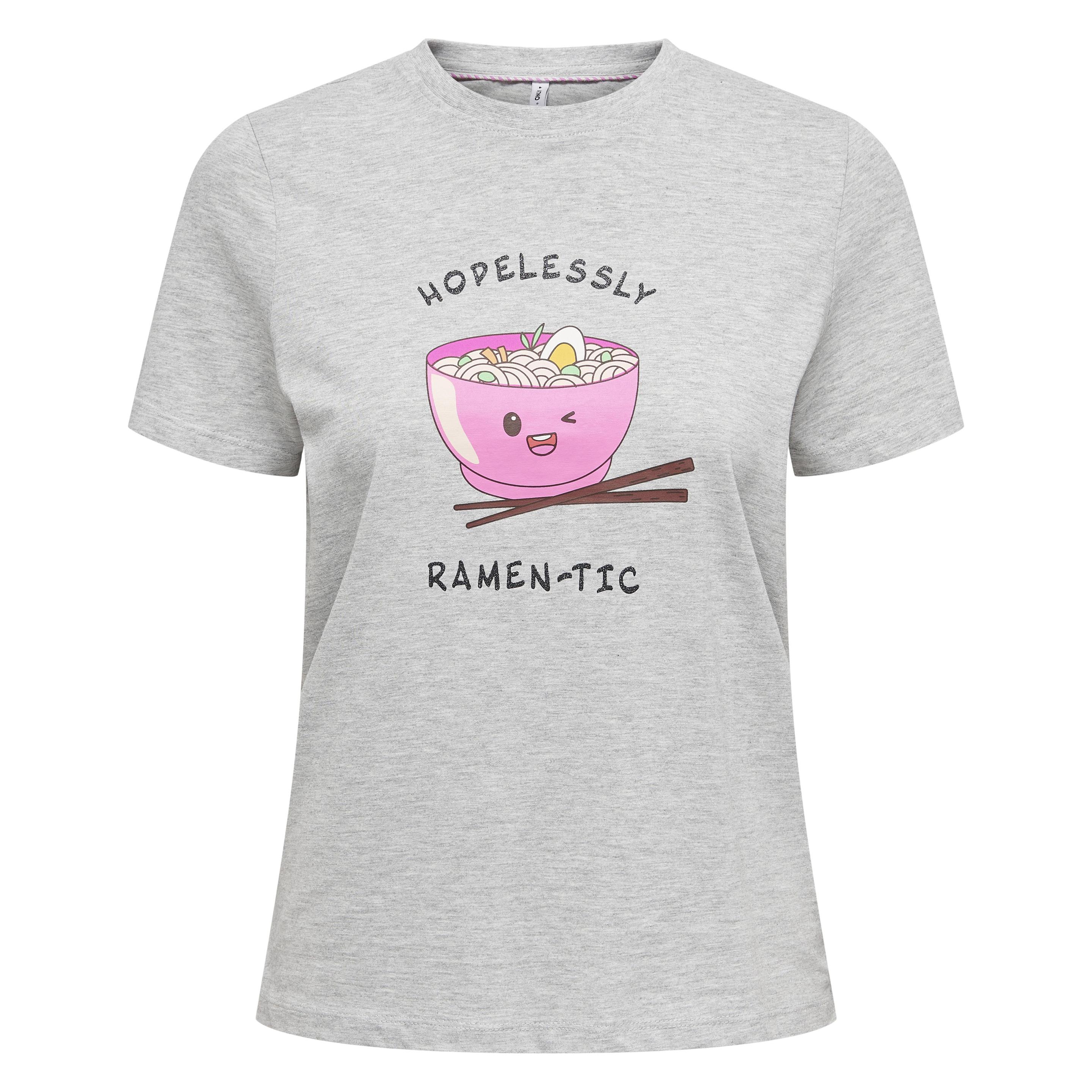 Only, Damen, Shirts, Onlgurli Life Reg S/S Food Top Box Jrs, Grau, (S)