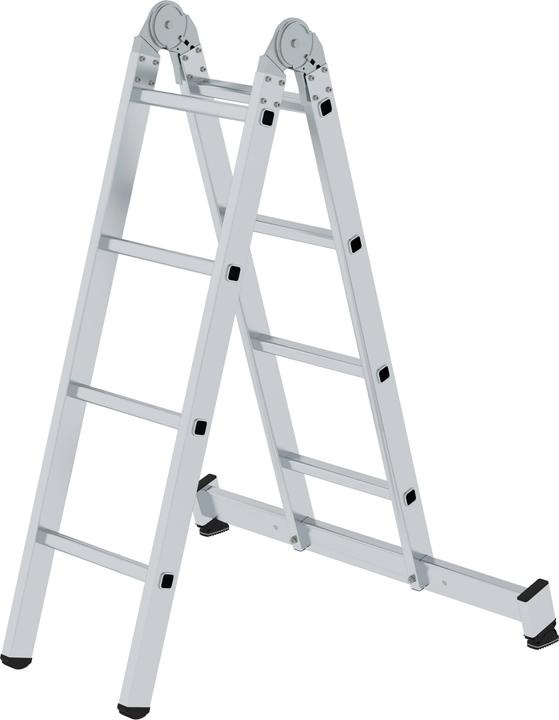 Produktbild Munk Klappleiter 2-teilig mit nivello-Traverse 2x4 Sprossen (Stehleiter, 250 cm)