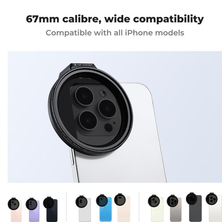 Produktbild K&F Concept 67mm Magnetic Phone Clip + 67mm Magnetic ND232 Filter, HD, Coated, Waterproof, Scratch-resistant, C