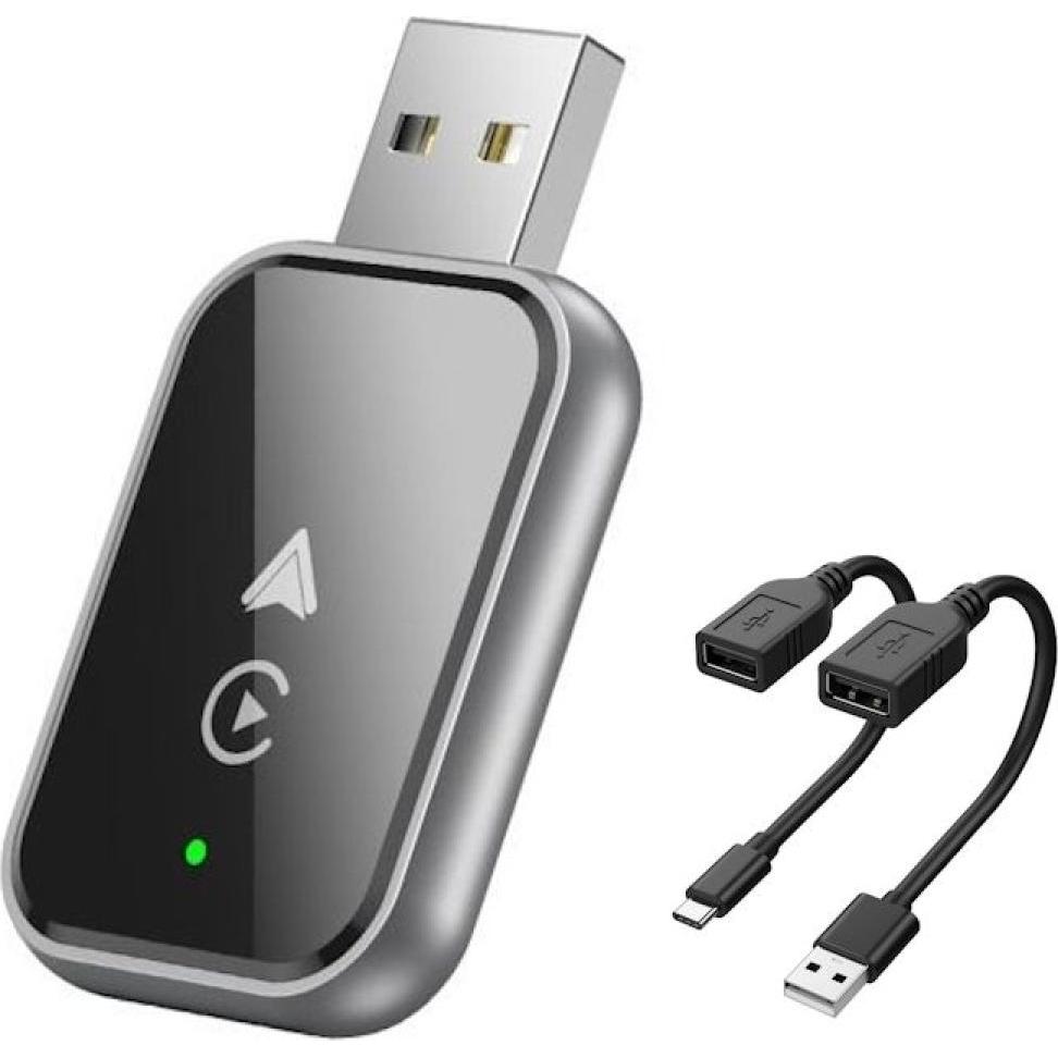 PowerGuard 2-in-1 Wireless iOS Carplay & Android Auto Dongle, Adattatore per auto, Nero