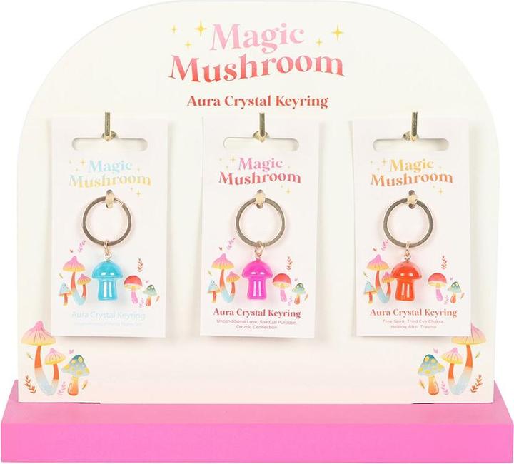 Actual product image Something Different Aura Mushroom Crystal Keyring (Pack of 18)