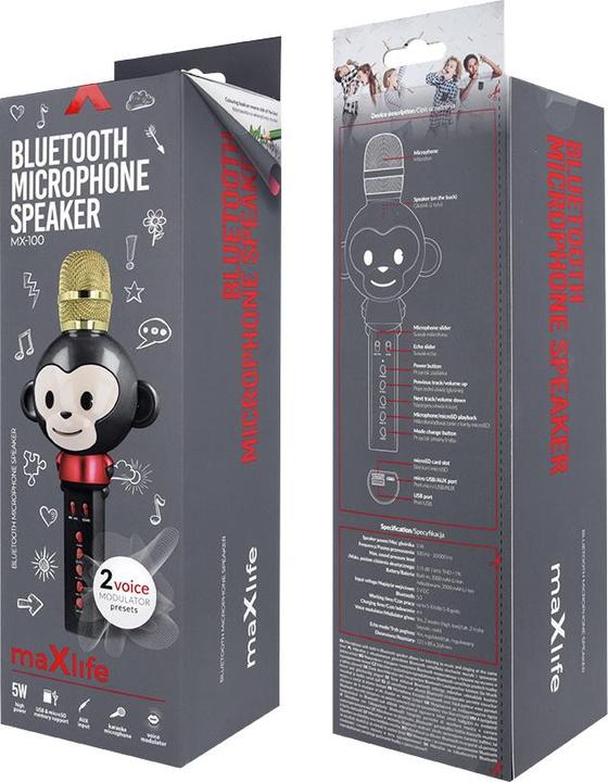 Produktbild Maxlife Bluetooth microphone with speaker Animal MX-100 black