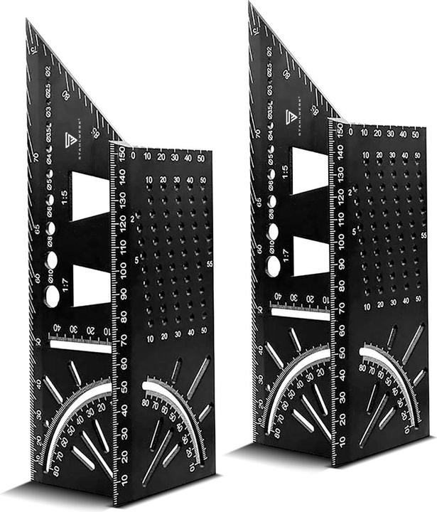 Stahlwerk Set of 2 mitre angle ruler with stop and drilling jig 3D angle mitre gauge