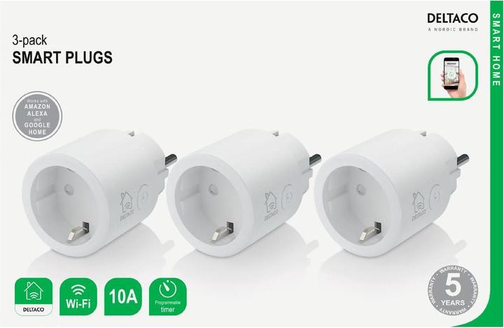 Productafbeelding Deltaco Schuko stopcontact, set van 3, wit