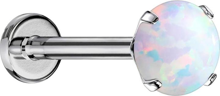Actual product image Star Piercing Micro Threadless Labret silver Opal white set (without brass, Titanium)