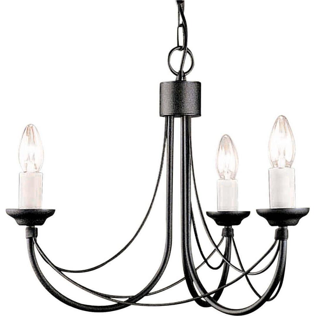 Elstead Lighting, Kronleuchter, Carisbrooke Kronleuchter E14 3-fach Schwarz, Made in UK (47 cm)