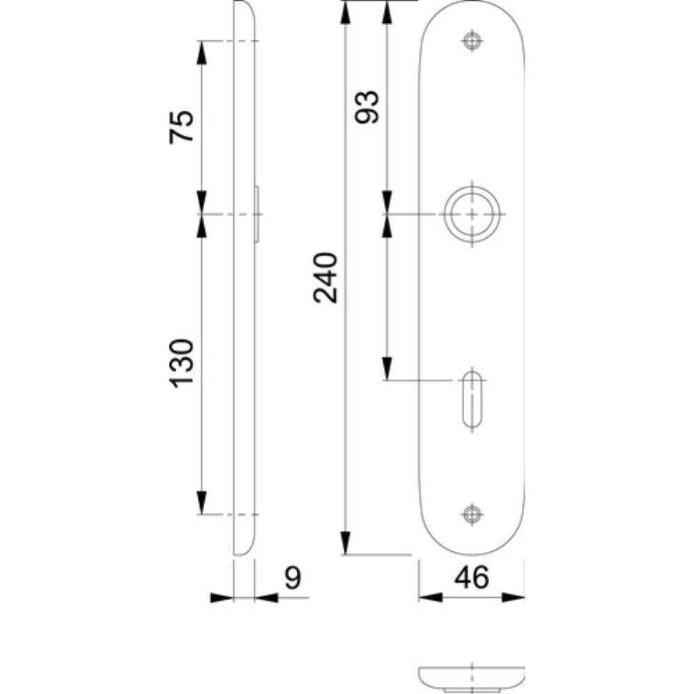 Thumbnail - Hoppe, Türgriff + Fenstergriff, Langschildpaar 273P F1 / naturfarbig F1 BB 72 mm (Türschild)