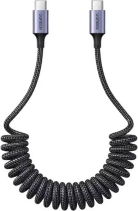 Image du produit Ugreen – USB-C auf USB-C CarPlay Kabel, einziehbar 1 m (L507 / 35457), grau/schwarz (1 m)