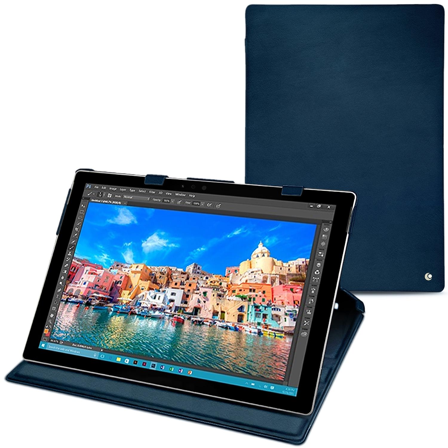 Noreve Lederschutzhülle vertikal (Microsoft Surface Pro 4), Tablet Hülle, Blau