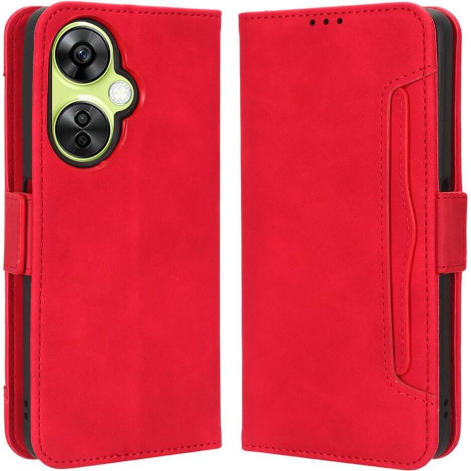 Cover-Discount OnePlus Nord CE 3 Lite - Etui mit vielen Kartenfächer rot (OnePlus Nord CE 3 Lite), Smartphone Hülle, Rot