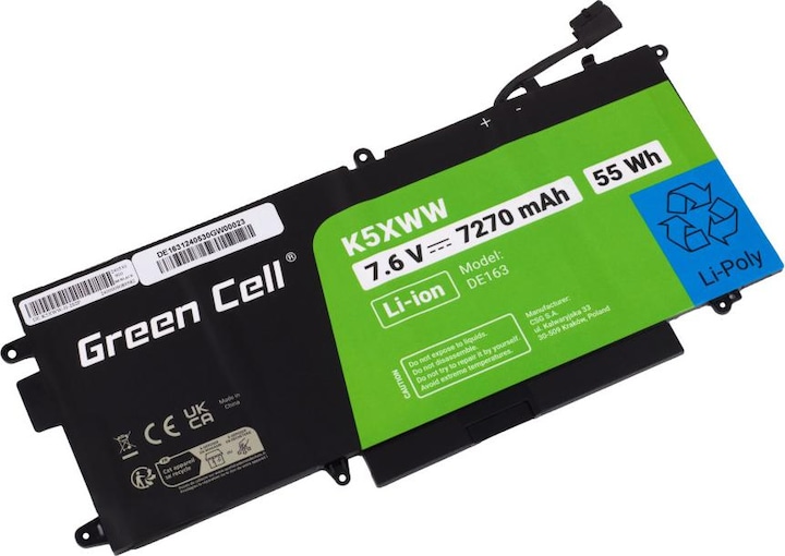 Image du produit GreenCell Batterie d'ordinateur portable Green Cell K5XWW pour Dell Latitude 7390 2-en-1 5289 7389 (4 cellules)