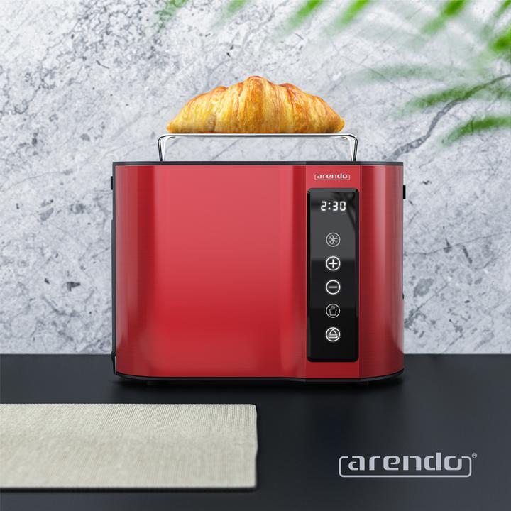 Produktbild Arendo Toaster Edelstahl 2-Scheiben Kurzschlitz, Display mit Restzeitanzeige, Touchpanel, Brötchenaufsatz