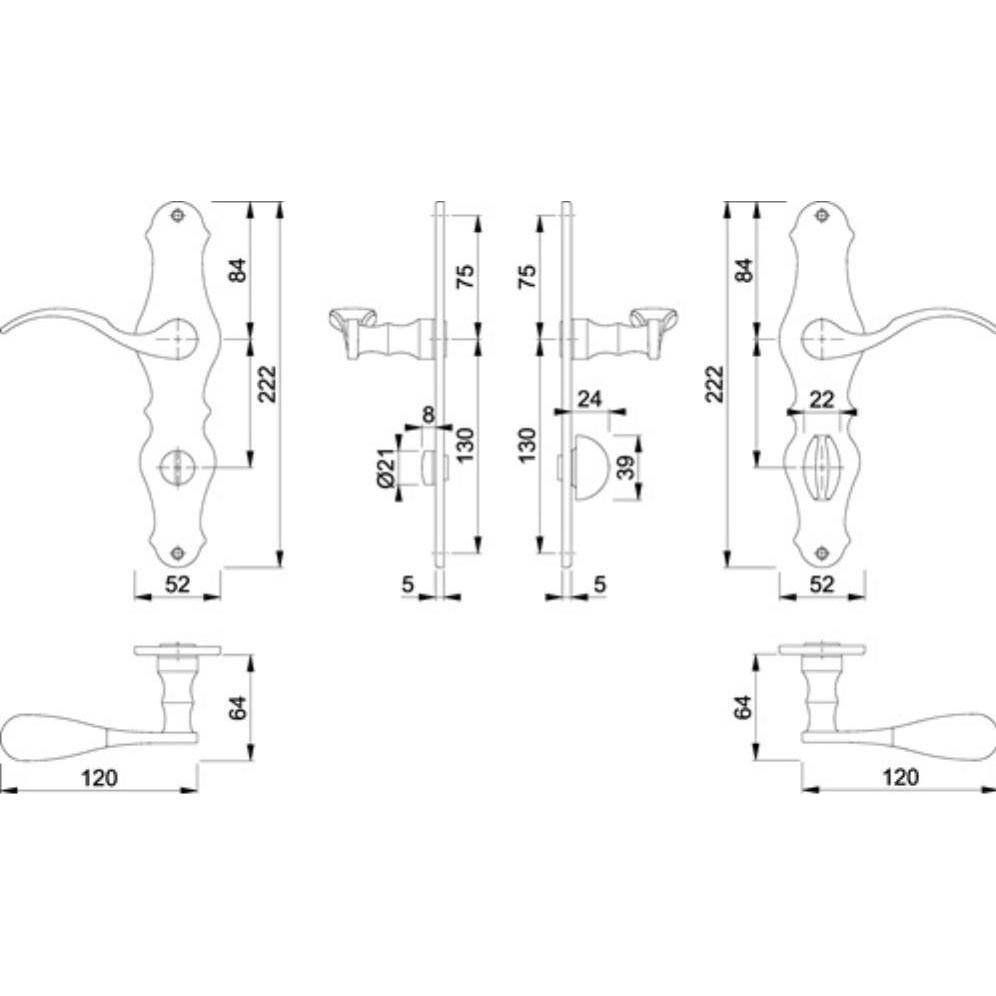 Thumbnail - Hoppe, Türgriff + Fenstergriff, Langschildgarnitur Weimar M112SLN/2007 Messing F73 SK/OL 78 mm DIN links / rechts (Türsc...