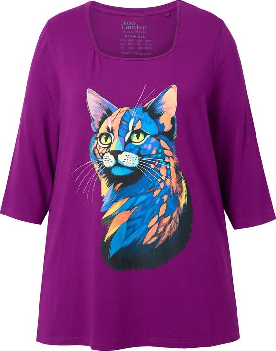 Produktbild Ulla Popken Shirt, Katzenmotiv, A-Linie, Carree-Ausschnitt, 3/4-Arm (46, 48)