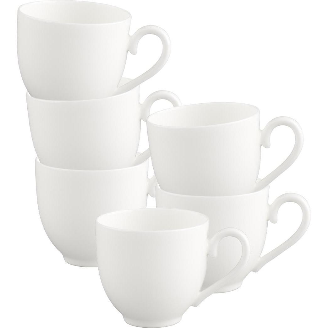 Villeroy & Boch, Tasse, Multipack White Pearl Mokka-/Espressoobertasse - 6 Stück (70 ml, 6 x)