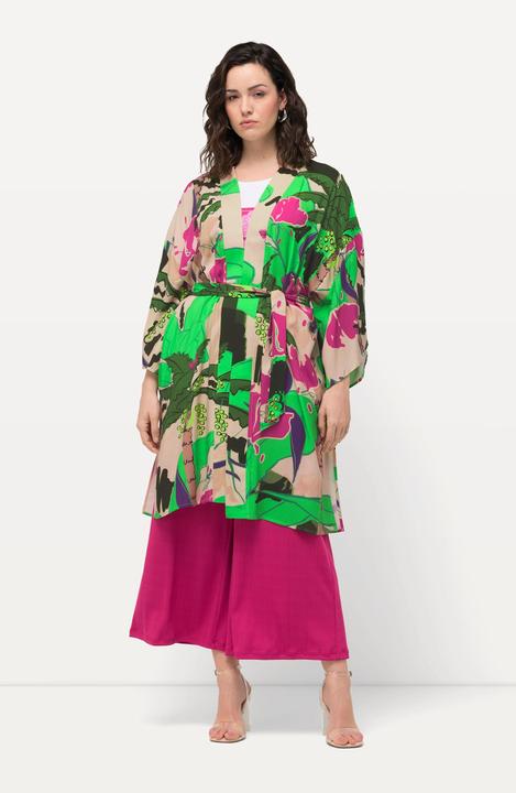 Produktbild Ulla Popken Kimono, Palmen, Bindegürtel, 3/4-Arm (42, 44, 46, 48)