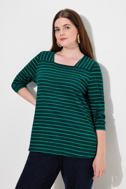 Produktbild Ulla Popken Shirt, Ringel, Carree-Ausschnitt, Langarm (42, 44)