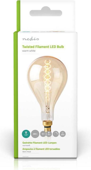 Image du produit Nedis Lampe LED à filament E27 | A160 | 5 W | 280 lm | 2000 K | Dimmable | Blanc chaud | Style rétro | 1 (E27, 280 lm, 1x)