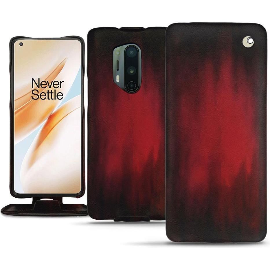 Noreve Lederschutzhülle vertikal (OnePlus 8 Pro), Smartphone Hülle, Rot