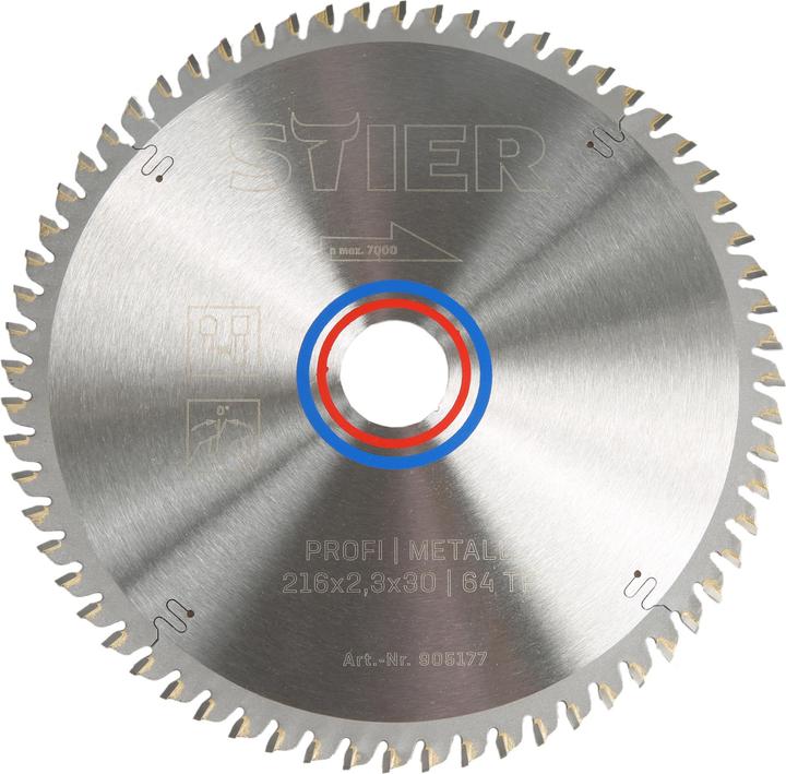 Produktbild Stier Profi Kreissägeblatt Metall 216x2,3x30 64TF 0° Spanwinkel