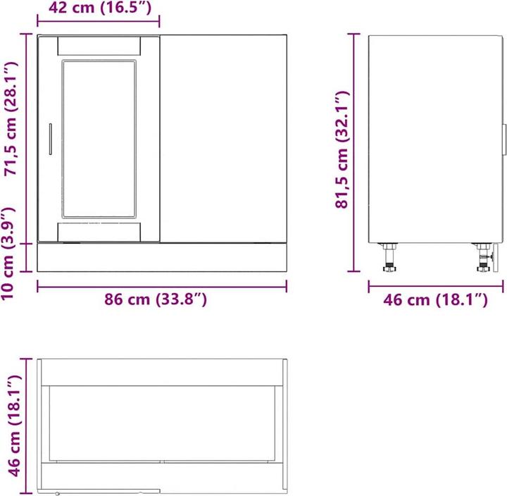 Produktbild vidaXL Küchenunterschrank (86 x 46 x 81.50 cm)
