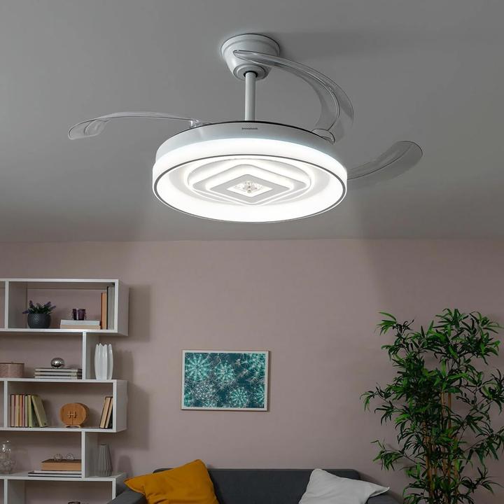 Produktbild Ventilator Decke mit Licht 4 Blätter Einziehbar Weiss