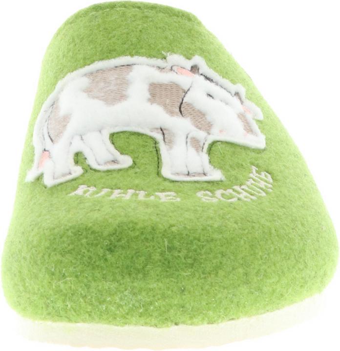 Produktbild Tofee Damen Hausschuhe Pantoffeln Pantoletten Slipper Naturwollfilz Kuh (Kuhle Schuhe) grün (40)