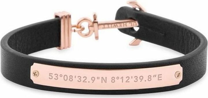 Paul Hewitt Bracelet Signum Collection Rose Gold Black (17 cm, Leather)