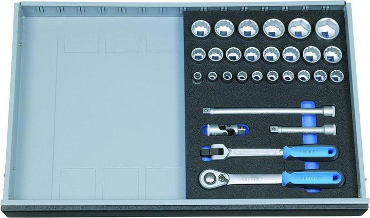 Immagine prodotto Gedore 2005 CT2-D 19 Assortimento di chiavi a bussola da 1/2" in modulo di controllo, 29 pezzi (1/2")