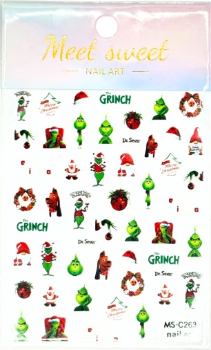 Produktbild Nagellack24 Nail Art Sticker selbstklebend - The Grinch