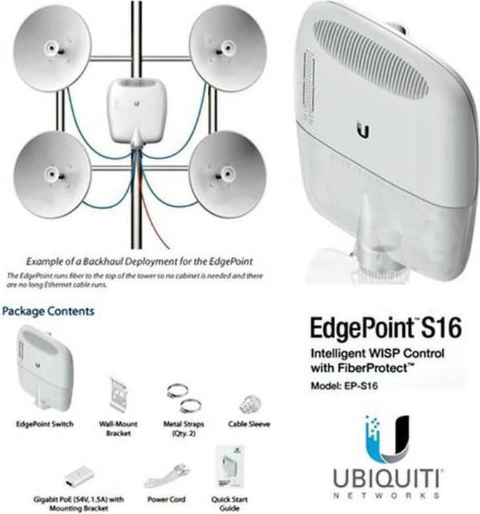 Productafbeelding Ubiquiti EdgePoint S16: 6-poorts (PoE) schakelaar (16 ports)