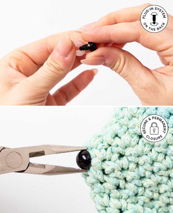 Actual product image I Am Creative Sicherheitsaugen, schwarz, Verschluss, 10 mm