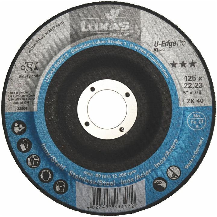 Disque à ébarber D125xS10mmGrainure 60 Disque plat Alésage 22,23 Alésage (60)