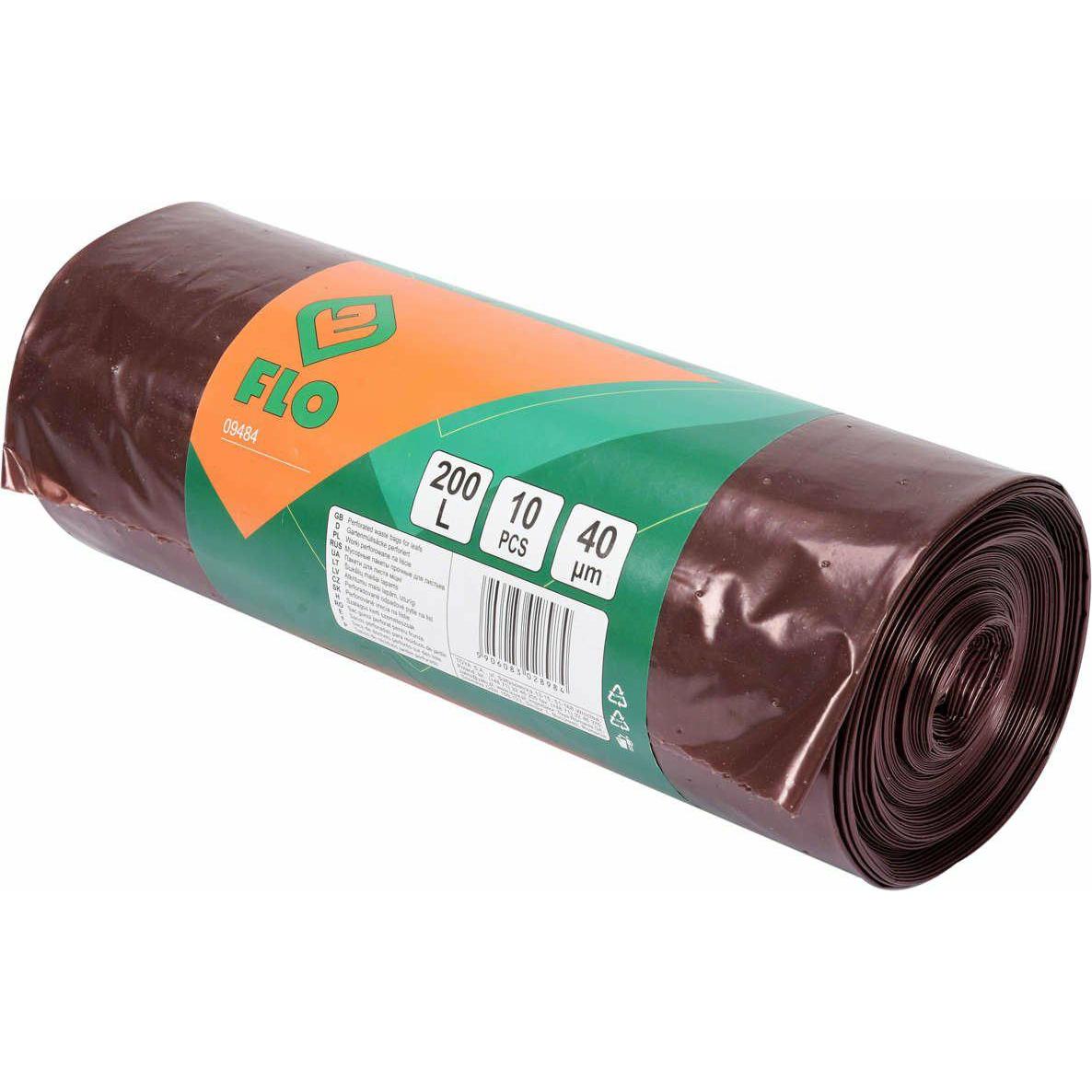 Toya Perforierte Beutel 200L für Laub und leichten Gartenabfall 10 Stk. (09484), Abfallsack, Braun