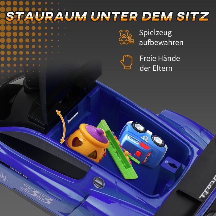 Actual product image Swisshandel24 Rutschauto, Bobby Car mit Stauraum, Hupe und Musik Blau 65 x 29 x 37 cm, blau