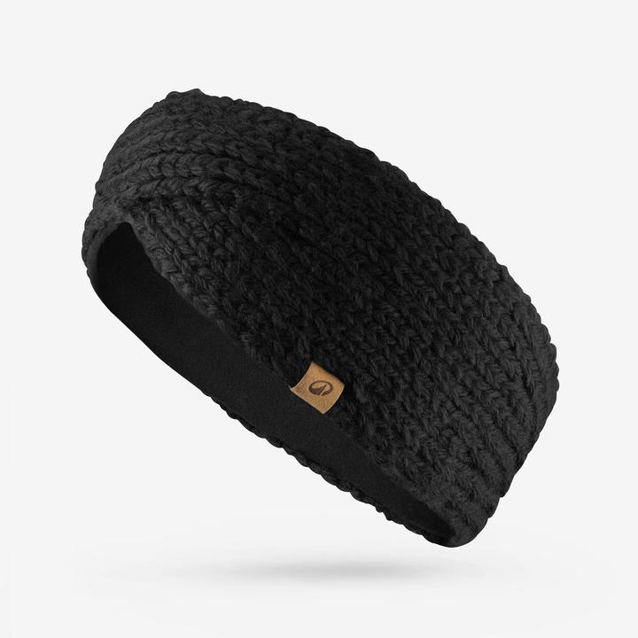 Wedze Stirnband Damen geflochtenes Design - Wavy 500 schwarz