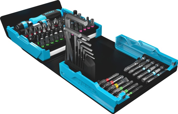 Actual product image HAZET SmartCase screwdriver bit set 2200SC-1 ∙ Hexagon, solid 6.3 (1/4 inches) ∙ Slot profile, Cros… (Cross Phillips PH M2, Cross Phillips PH M3, Cross Pozidriv PZ M2, Cross Pozidriv PZ M3)