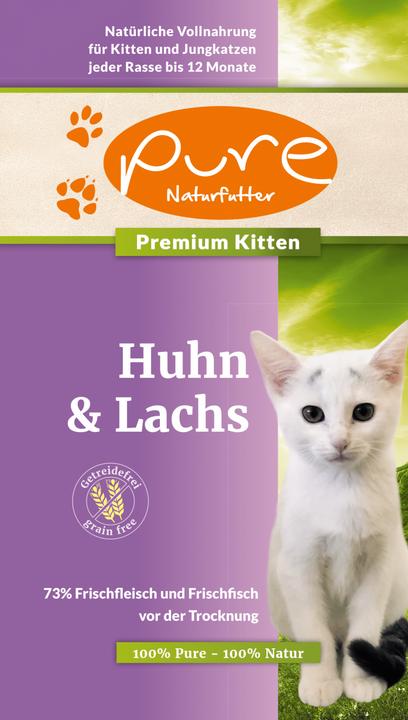 Pure Naturfutter Premium Cat KITTEN getreidefrei Huhn & Lachs (Junior, Welpe + Kitten, 1 Stk., 1500 g)