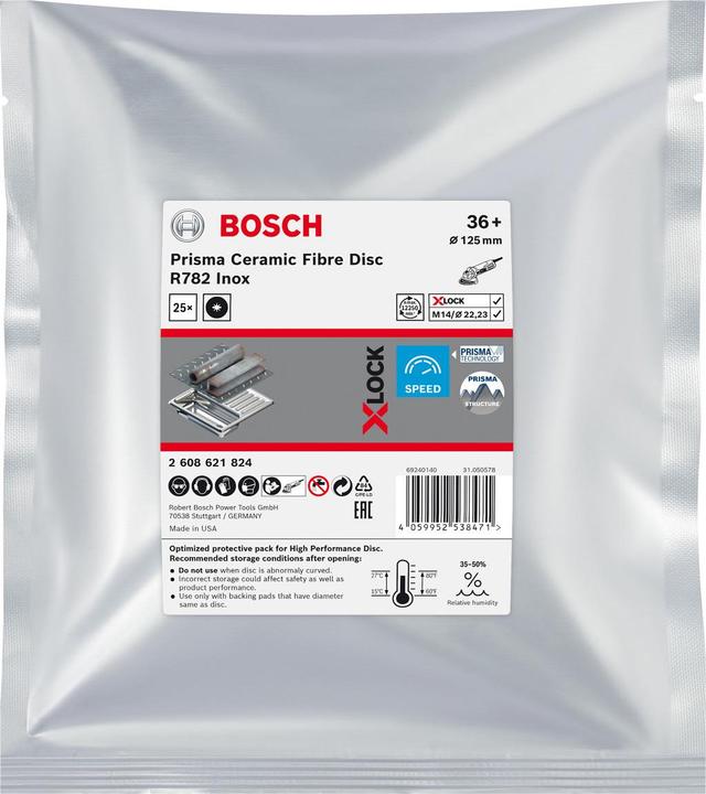 Produktbild Bosch Professional Zubehör EXPERT R782 Prisma Ceramic X-LOCK Fiberscheibe, 125 mm, 22,23 mm, G 36 (36)